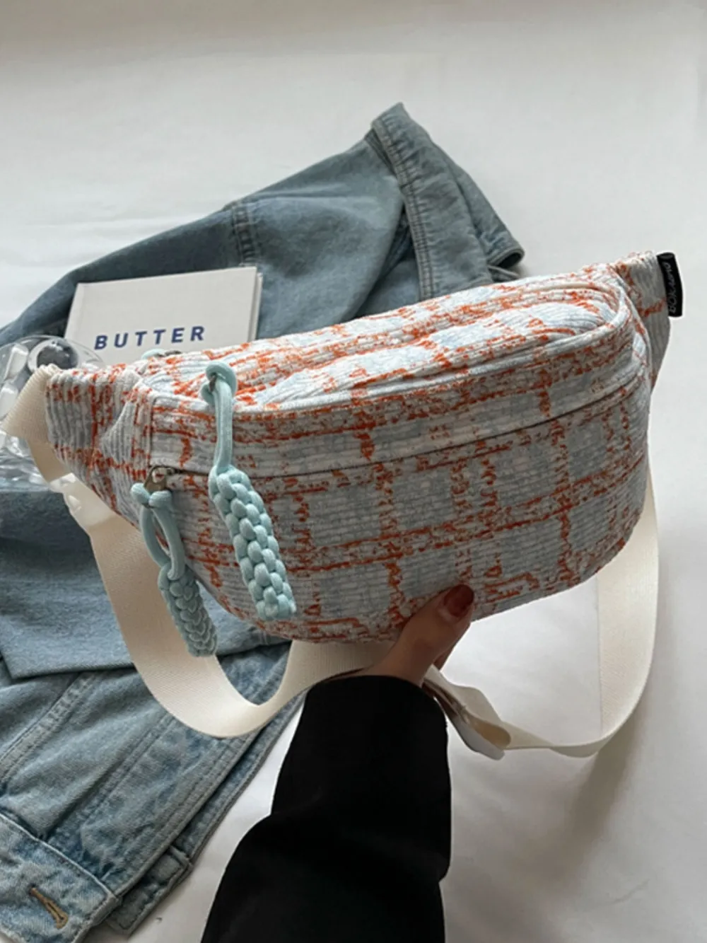 Contrast Plaid Polyester Crossbody Bag, image 9