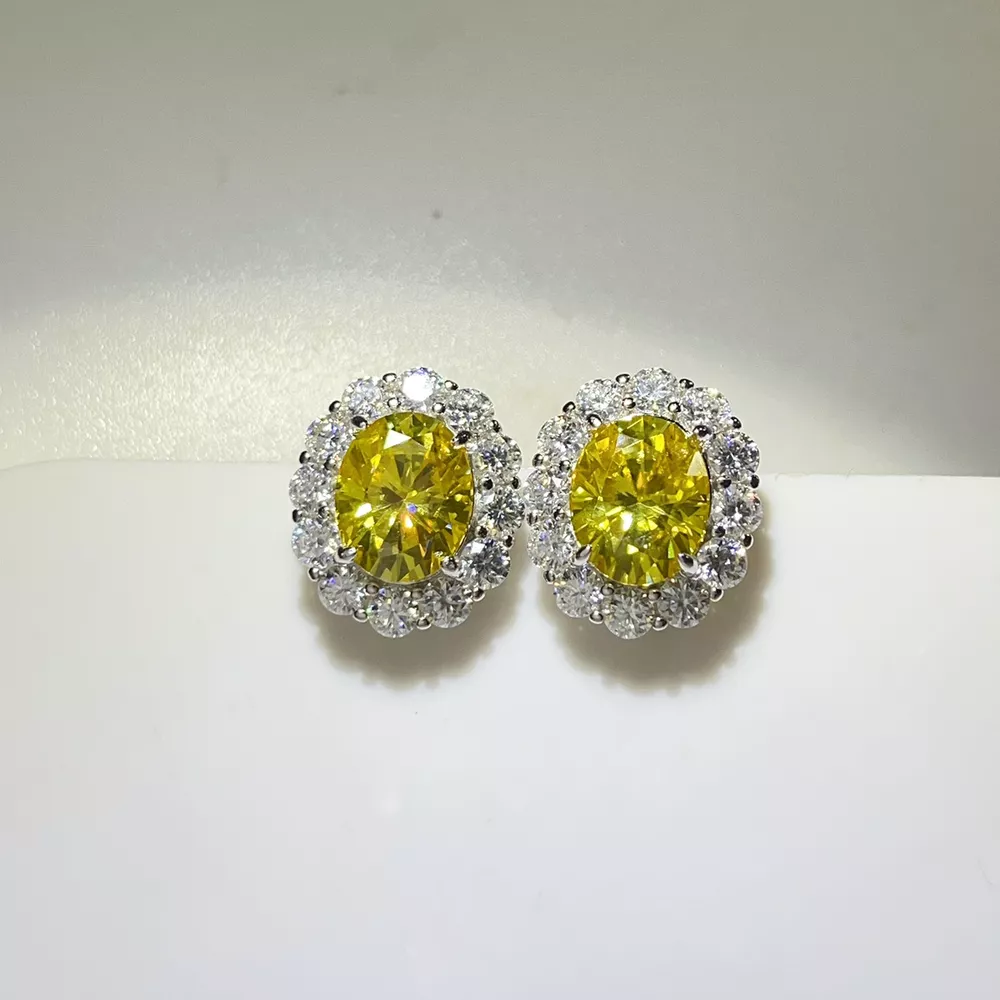 6 Carat Moissanite 925 Sterling Silver Stud Earrings, image 2