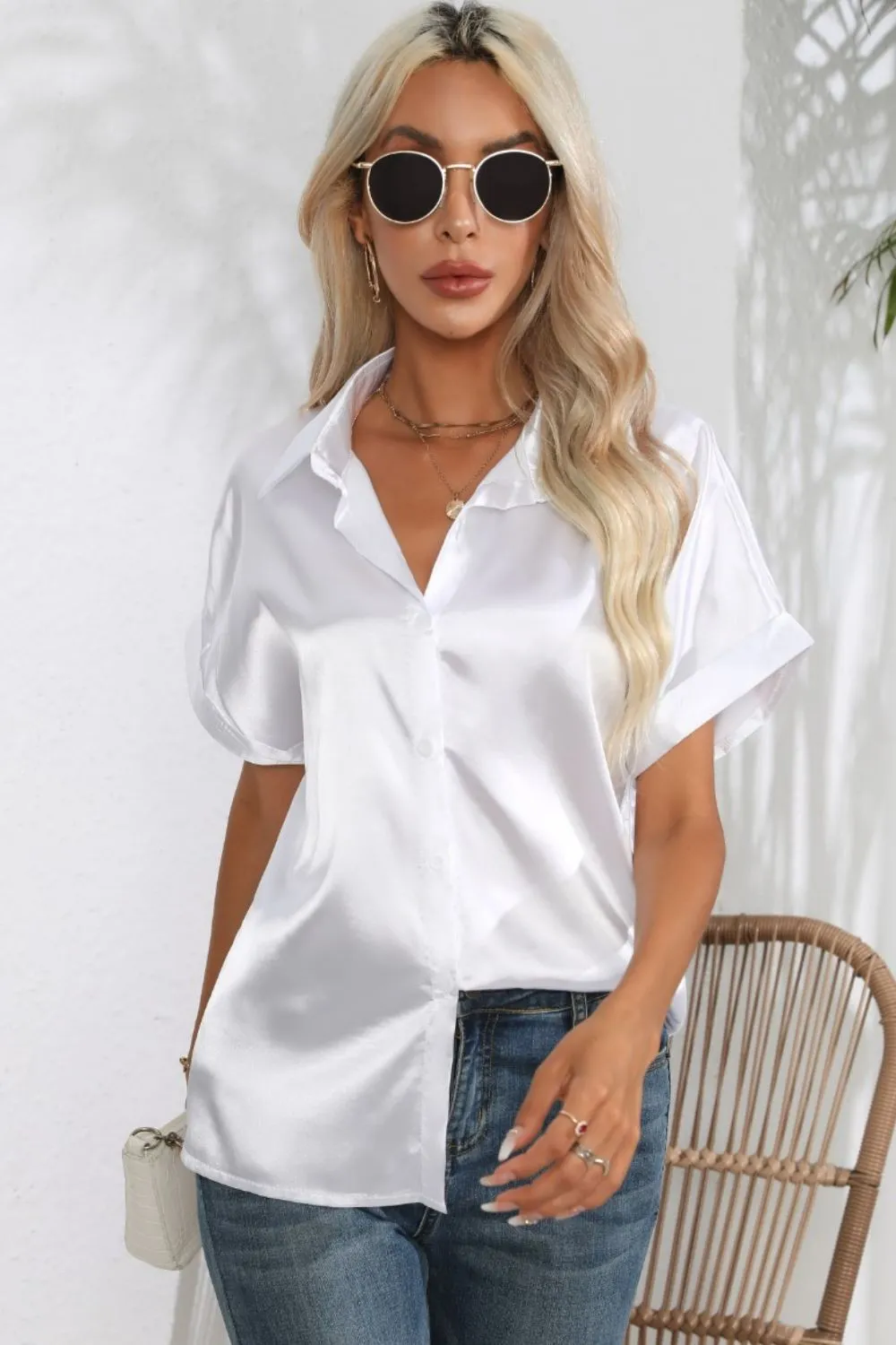 Collared Neck Short Sleeve Shirt, image 20