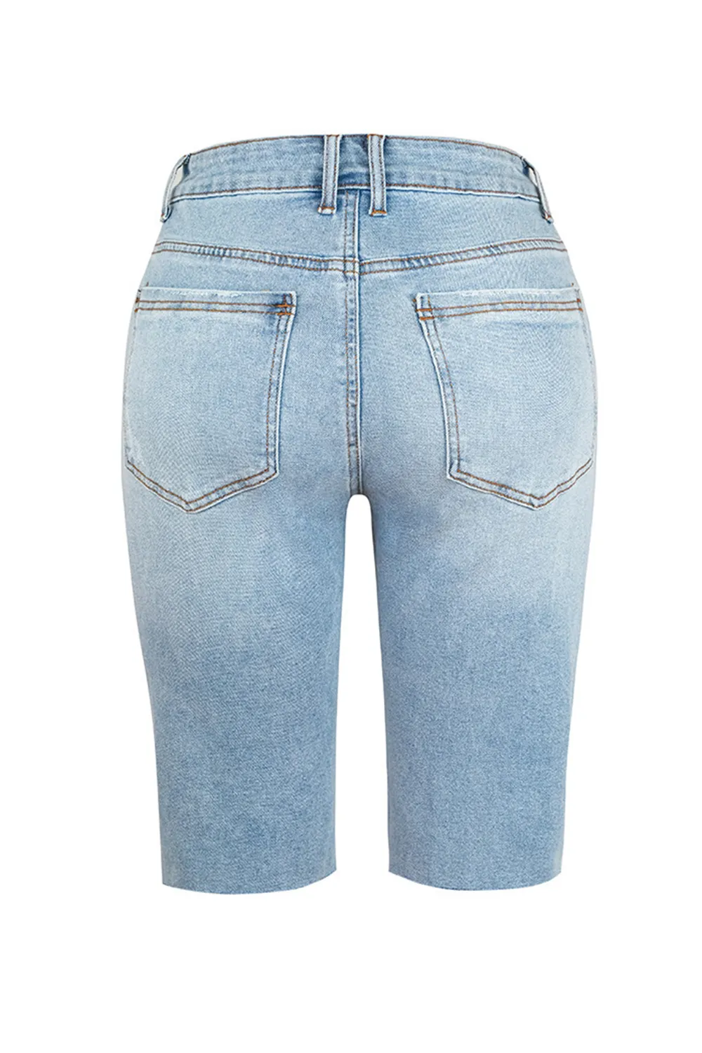 Distressed Pocketed Denim Shorts, image 5