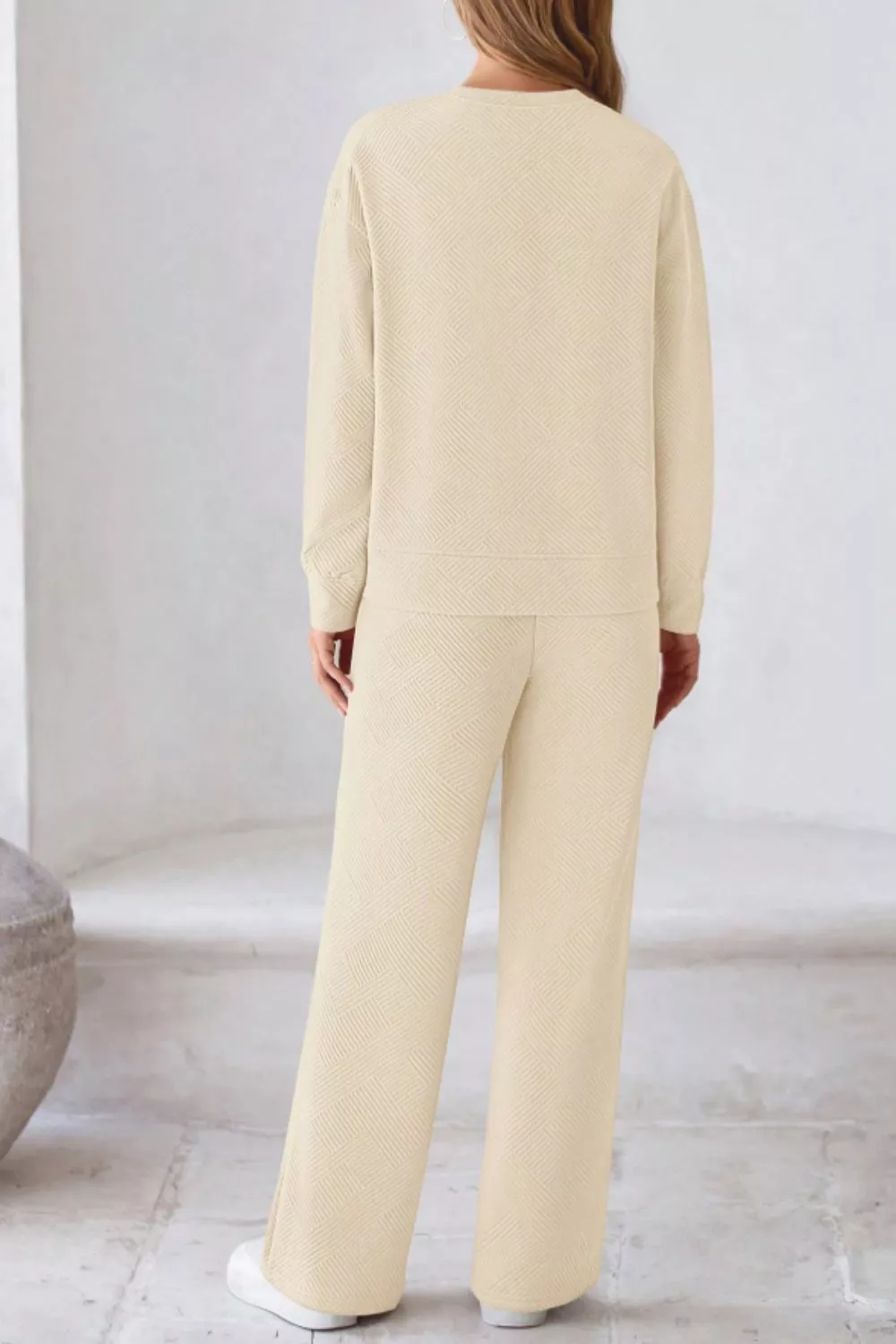 Round Neck Long Sleeve Top and Pants Set, image 5