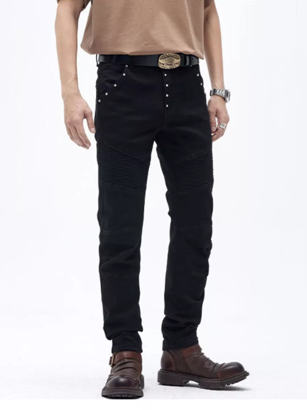 Men's Slim Fit Moto Jeans, image 2