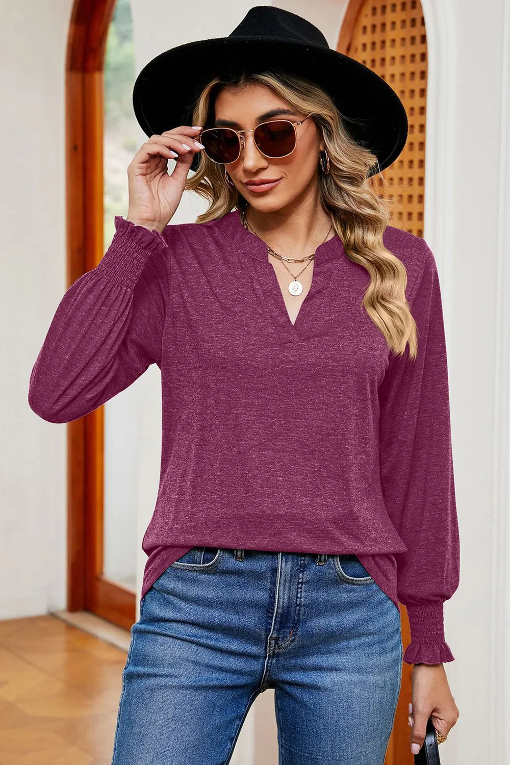 Notched Lantern Sleeve T-Shirt, image 19