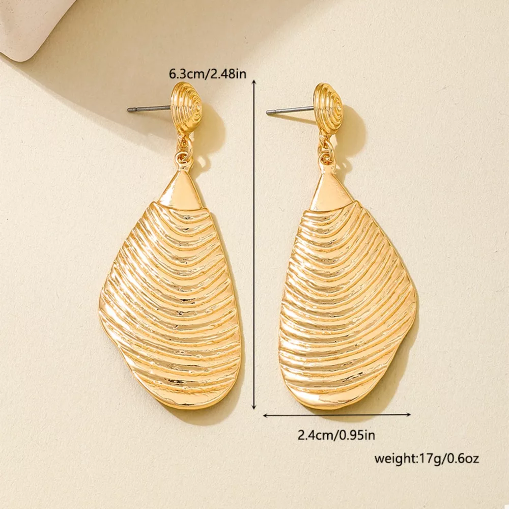 18K Gold-Plated Textured Dangle Earrings, image 5
