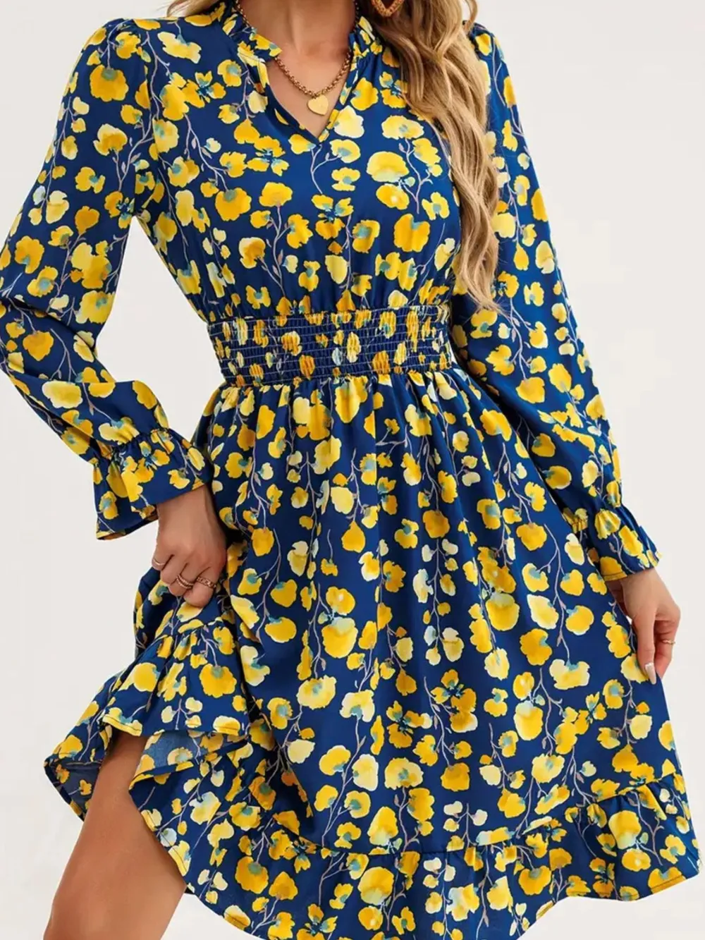 Floral Print Flounce Sleeve Ruffle Hem Dress, image 16