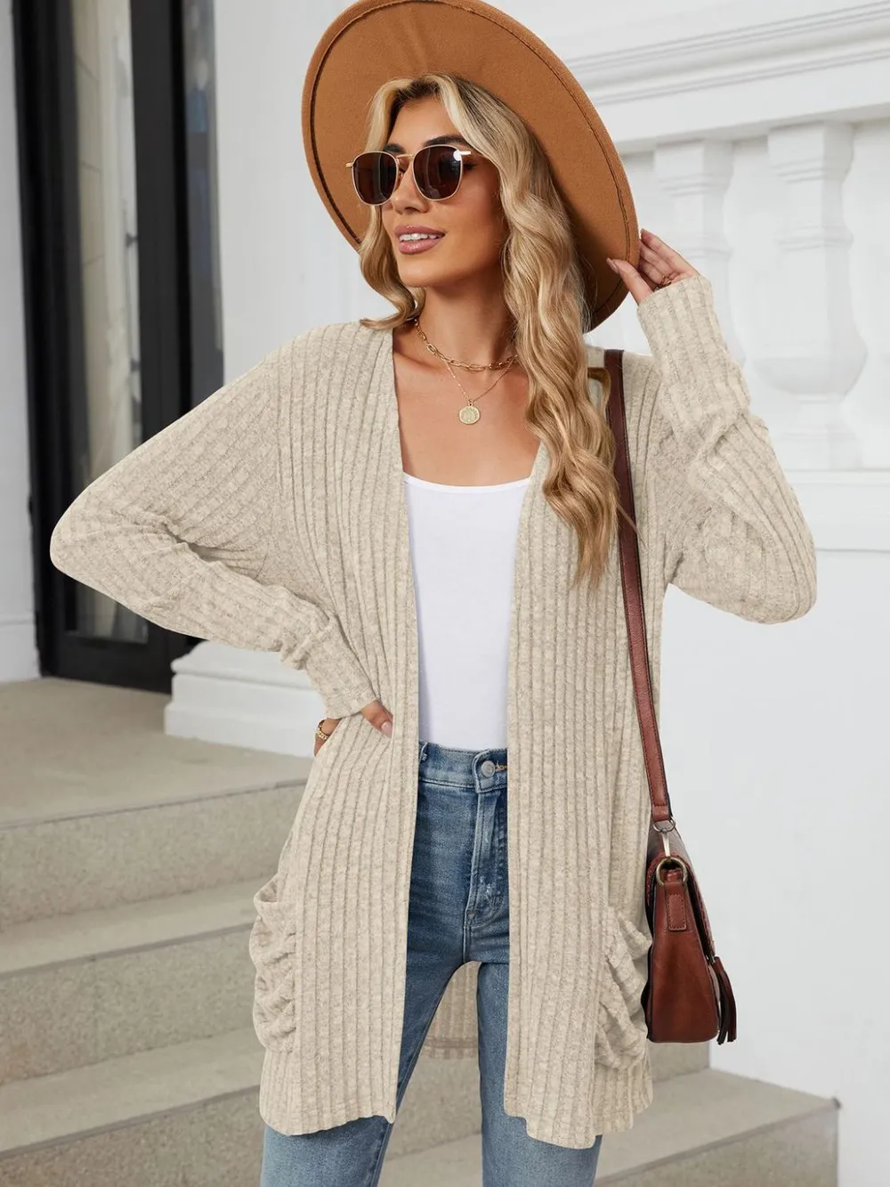 Pocketed Open Front Long Sleeve Cardigan, image 23