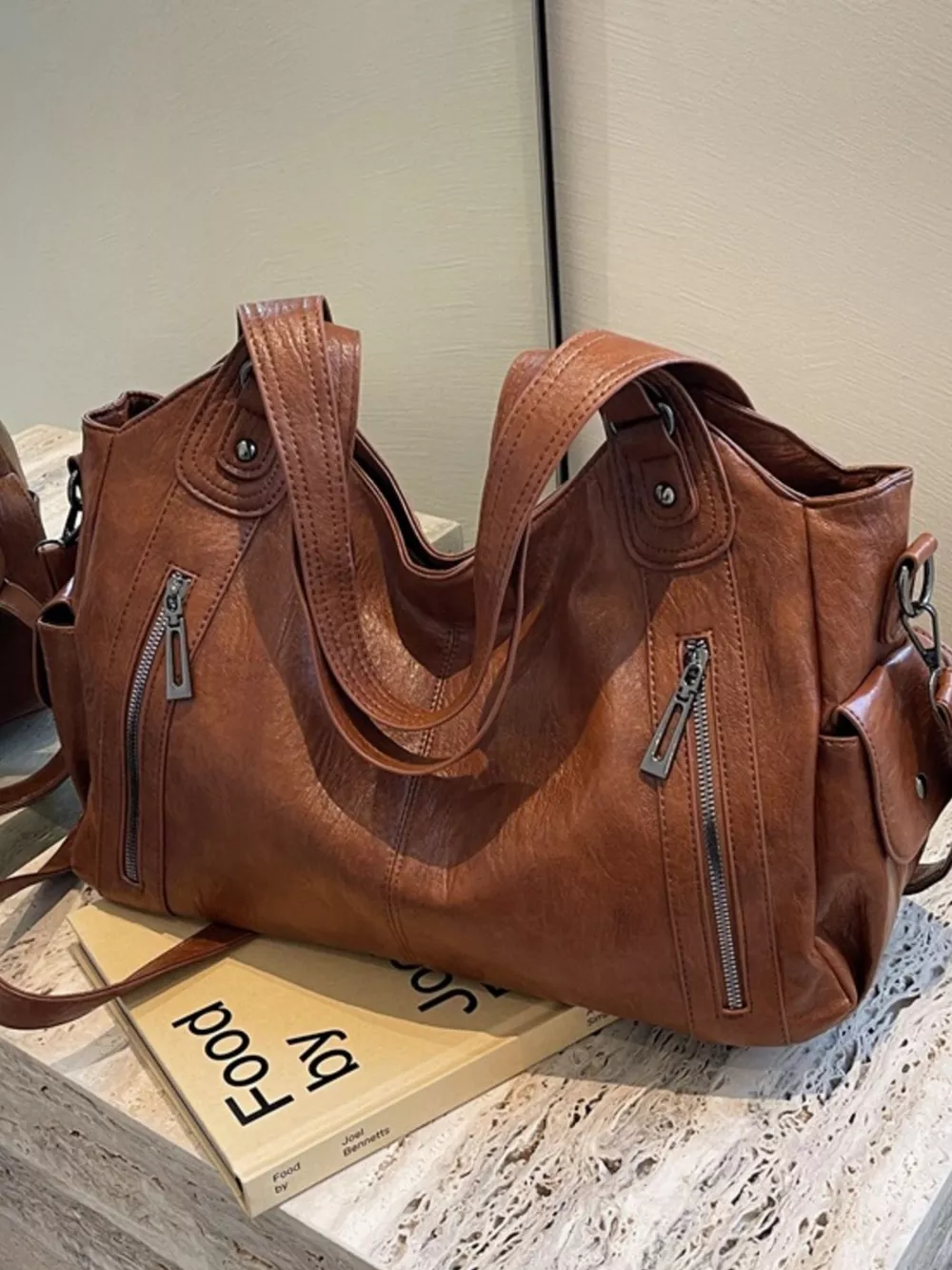 Vintage Style Zipper Front Handbag, image 2