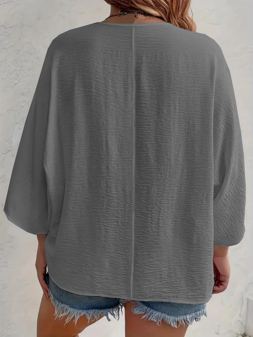 Full Size Casual V-Neck Button Down Relaxed Fit Blouse Plus Size, image 14