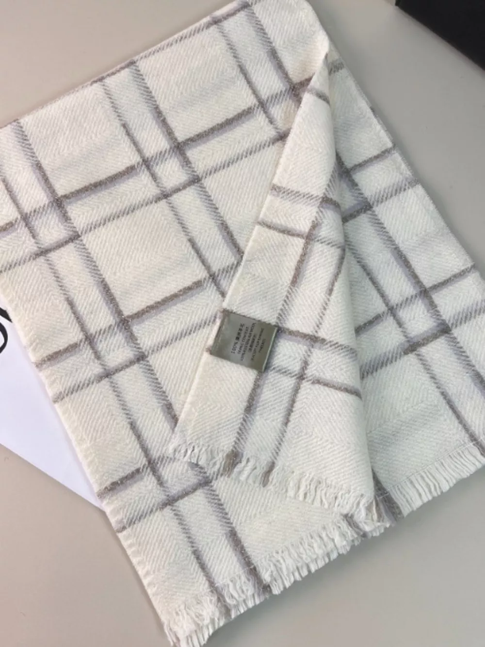 100% Wool Raw Hem Plaid Scarf, image 6