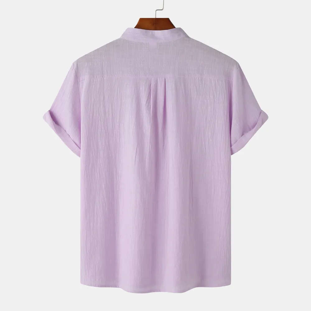 Men's Mandarin Collar Short Sleeve Henley Shirt, image 27