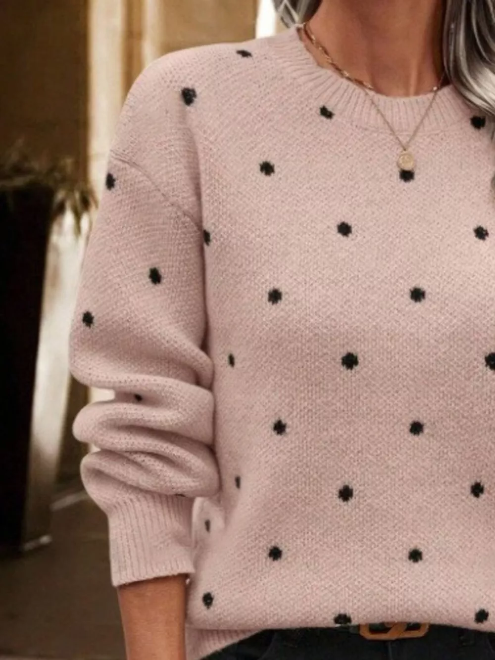Polka Dot Round Neck Sweater, image 14