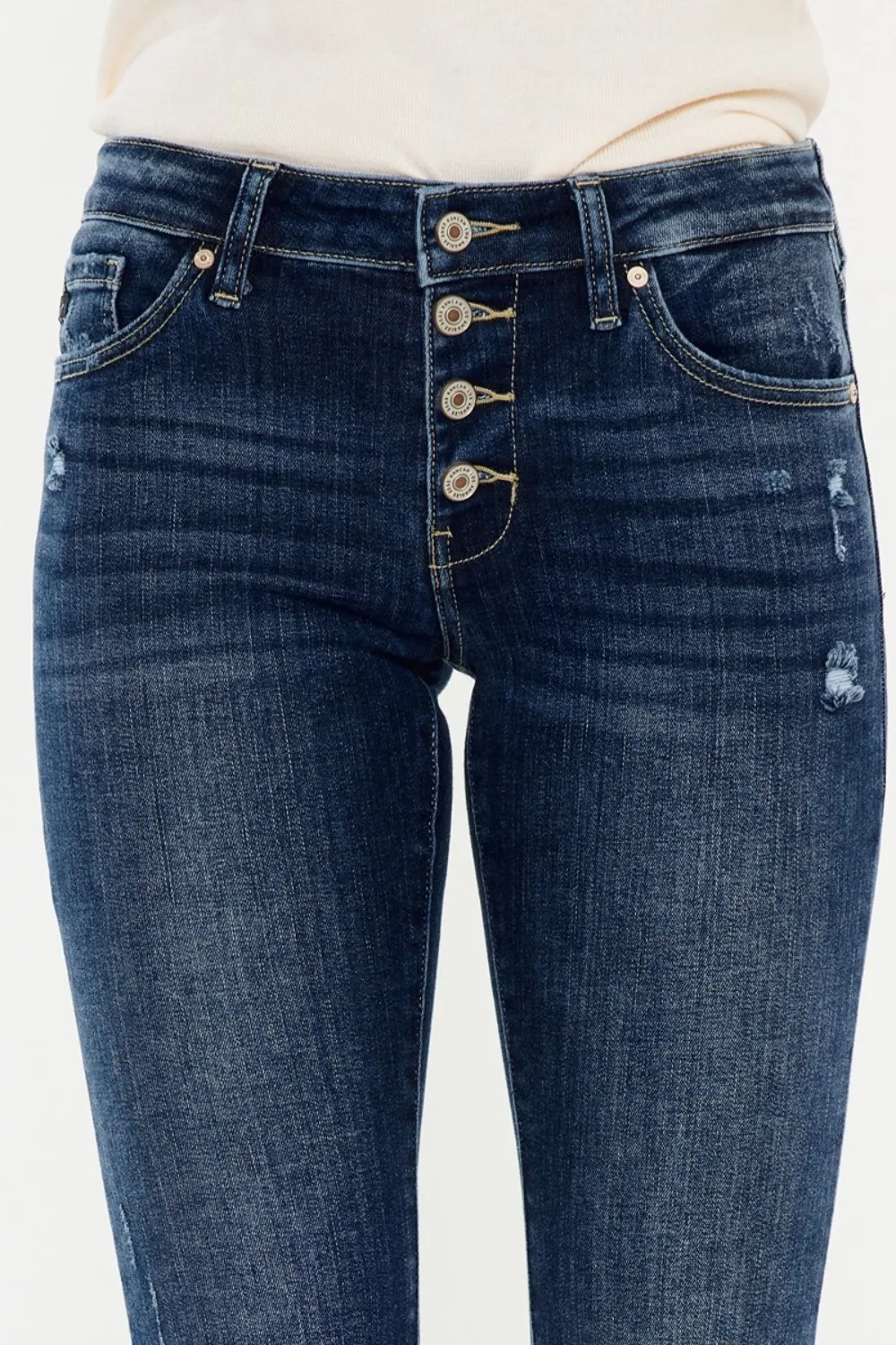 Mid Rise Button Fly Flare Jeans, image 5