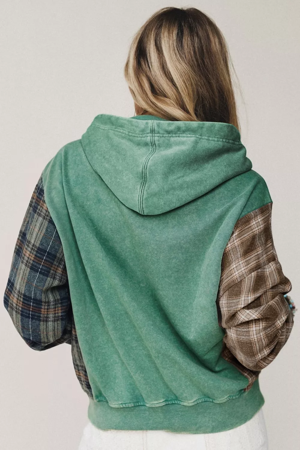 Plaid Kangaroo Pocket Hoodie, image 2
