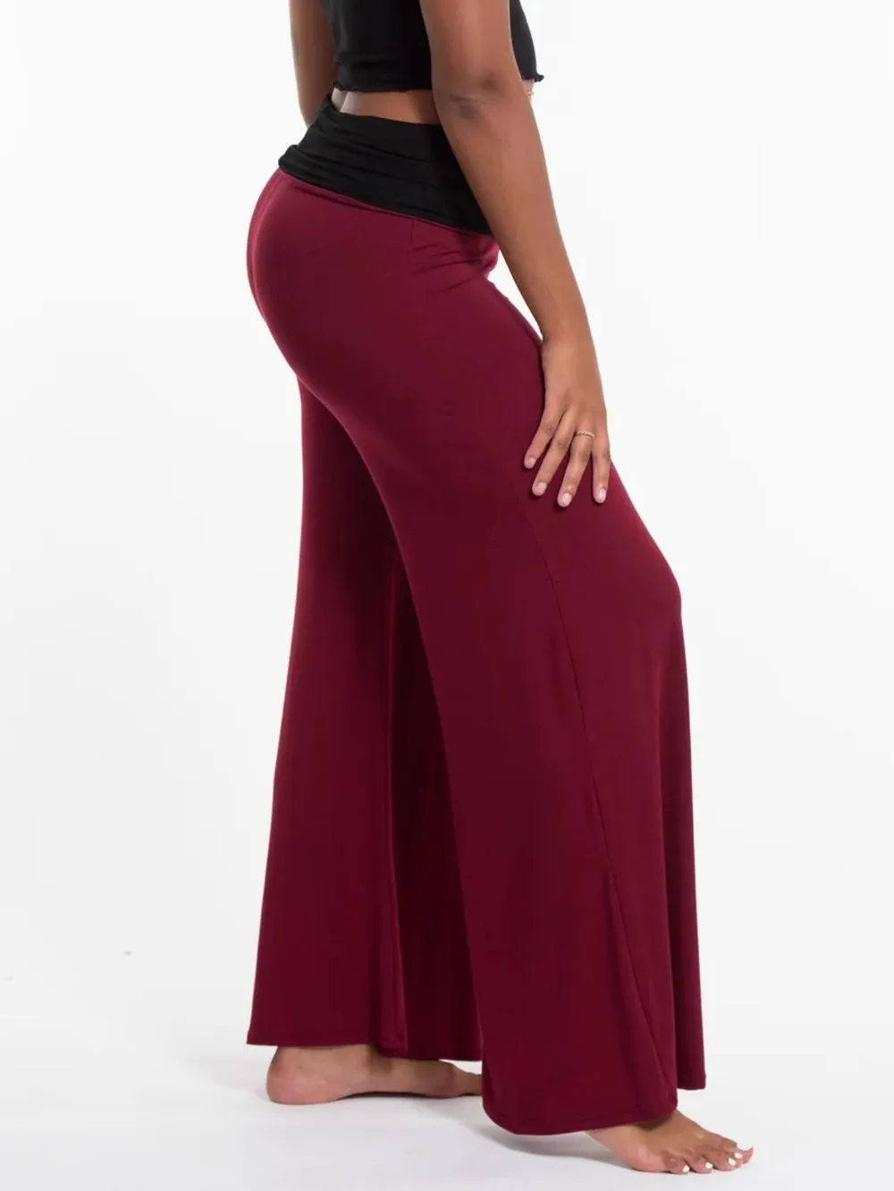 High Waisted Wide Leg Yoga Pants with Contrast Waistband, image 18