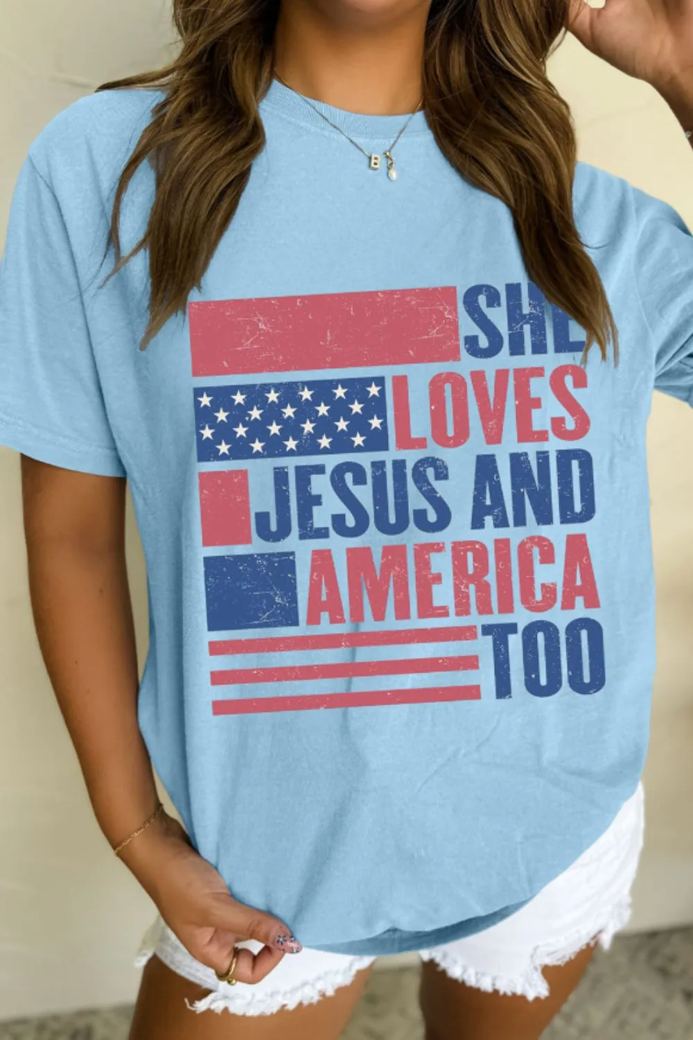 Patriotic US Flag Round Neck Short Sleeve T-Shirt, image 6