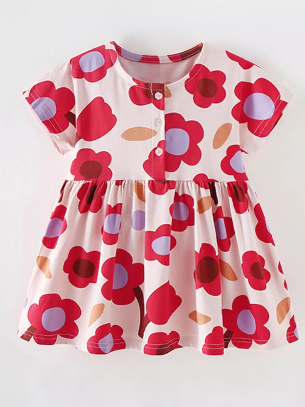 Children's Floral Print Short Sleeve Dress, image 2