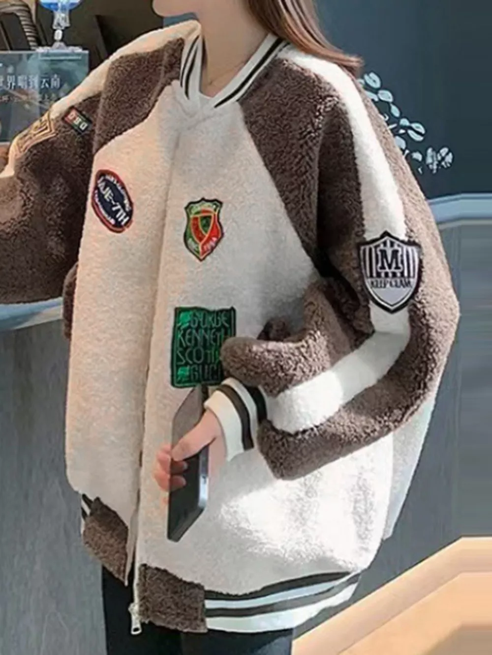 Zip Up Raglan Sleeve Fleece Jacket, image 4