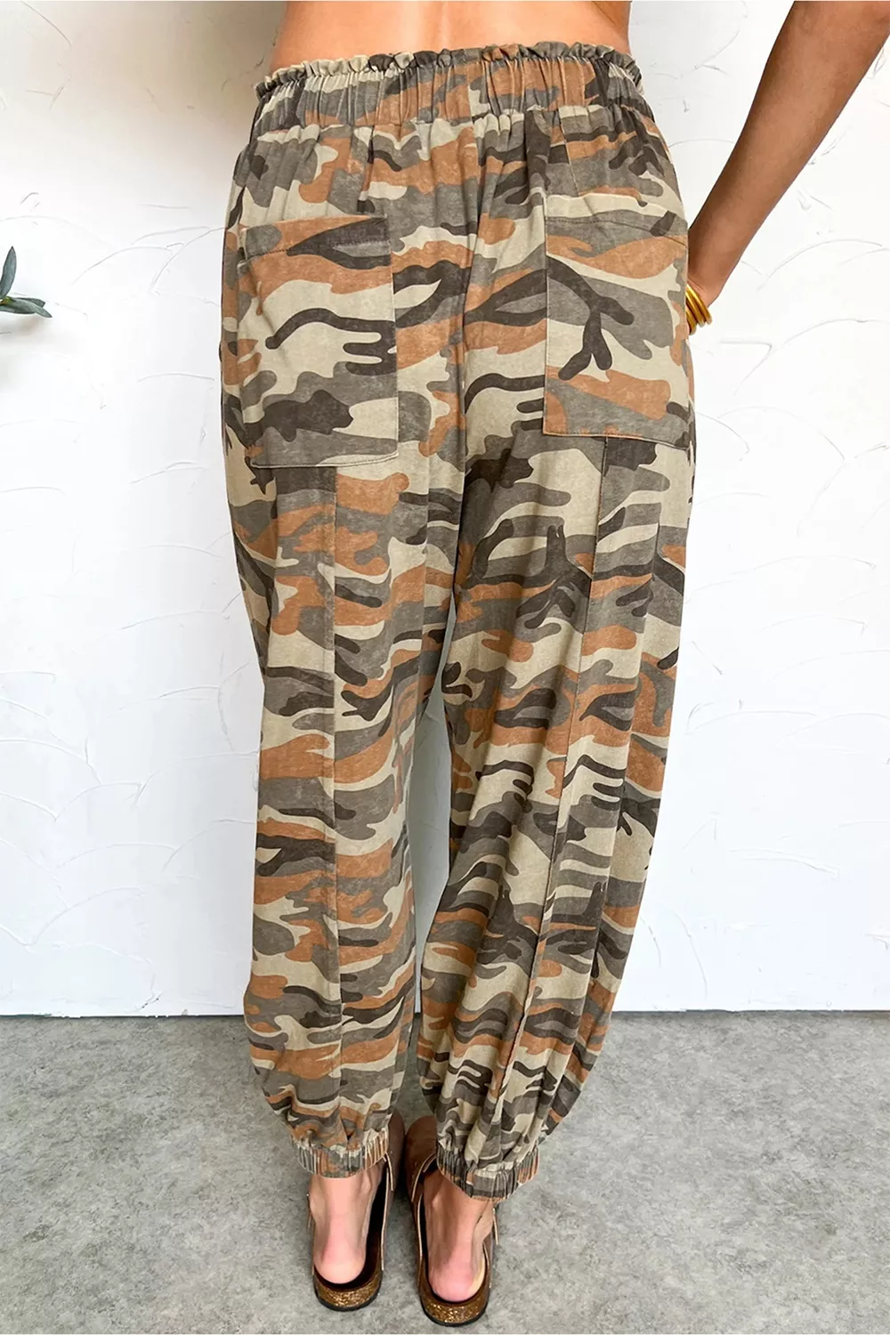 Camouflage Printed Drawstring Elastic Waist Jogger Pants, image 2