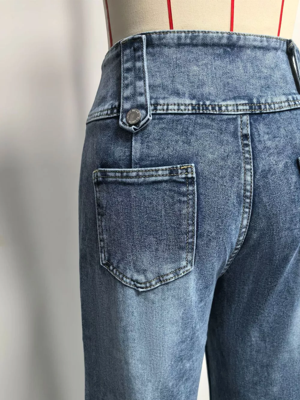 High Waist Button Decor Wide Leg Jeans, image 6