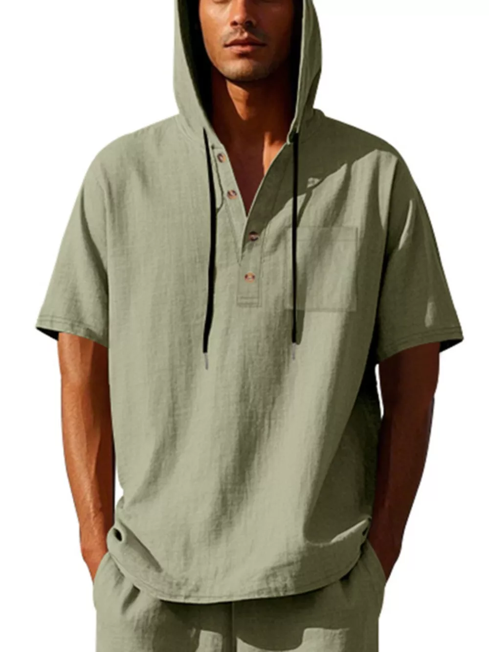 Men's Full Size Casual Short Sleeve Hooded Shirt Plus Size, image 11