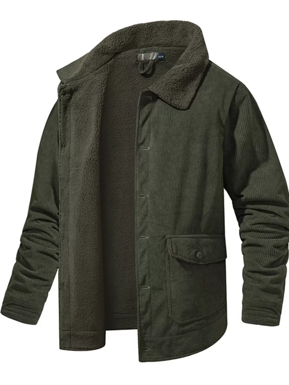Men's Corduroy Sherpa Lined Button-Up Jacket, image 10