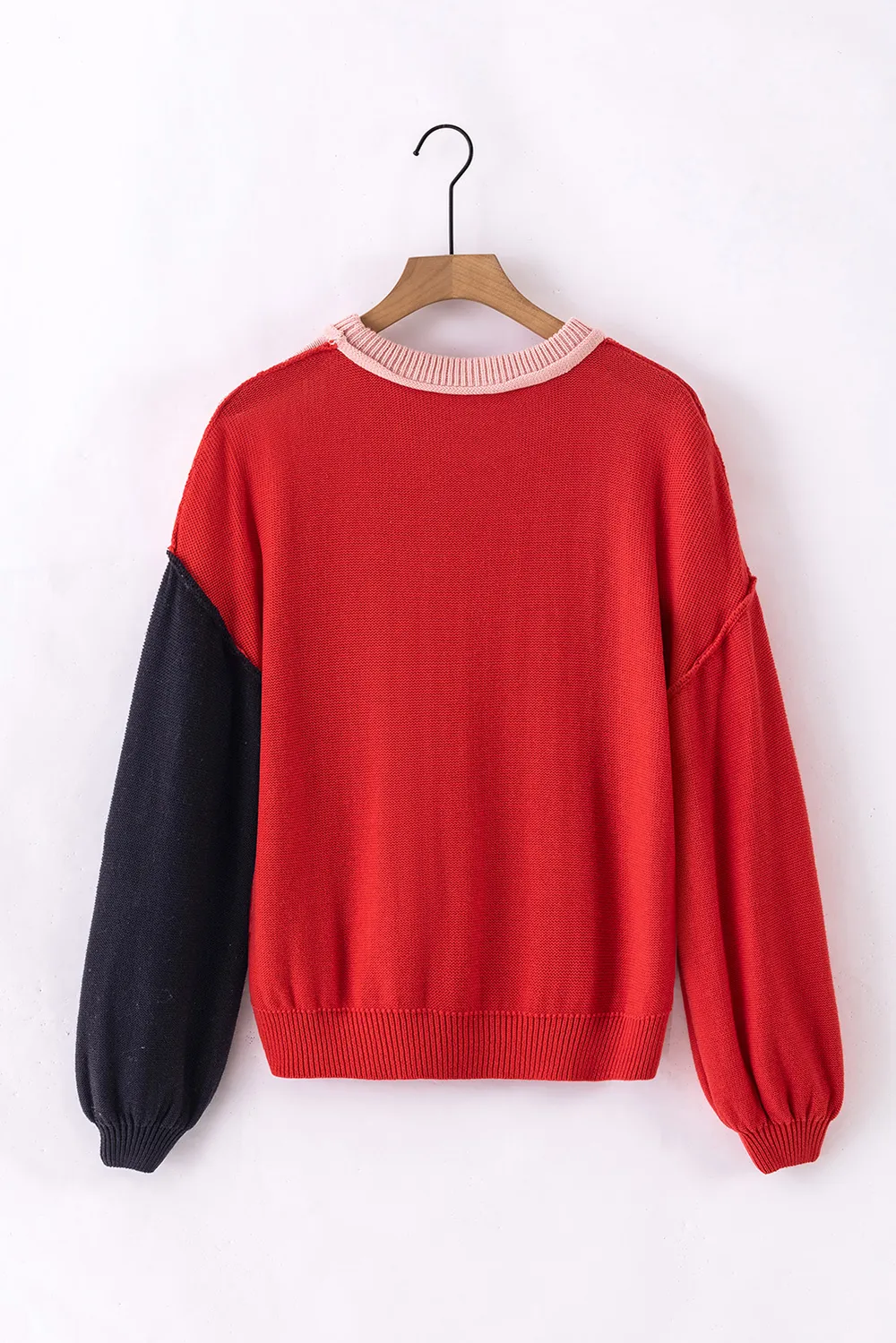 Contrast Round Neck Dropped Shoulder Sweater, image 14