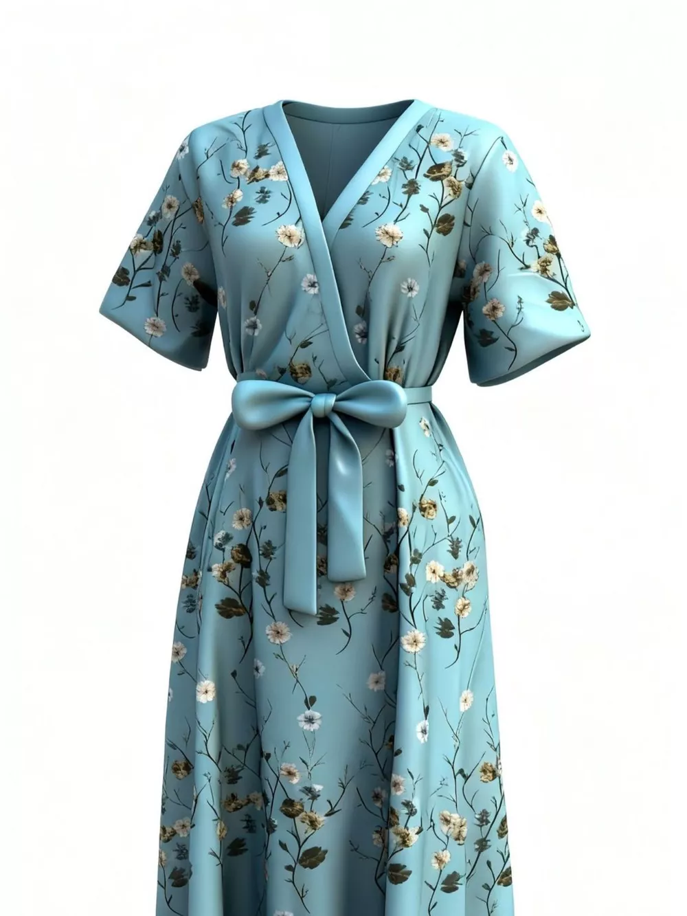 Floral Print Half Sleeve Maxi Dress with Pockets, image 7