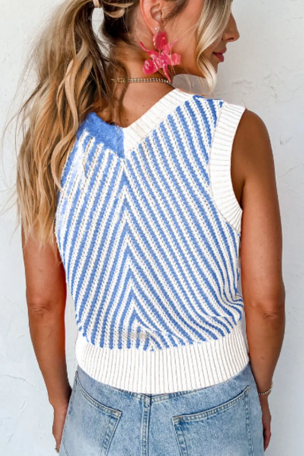 Striped Contrast V-Neck Sweater Vest, image 11