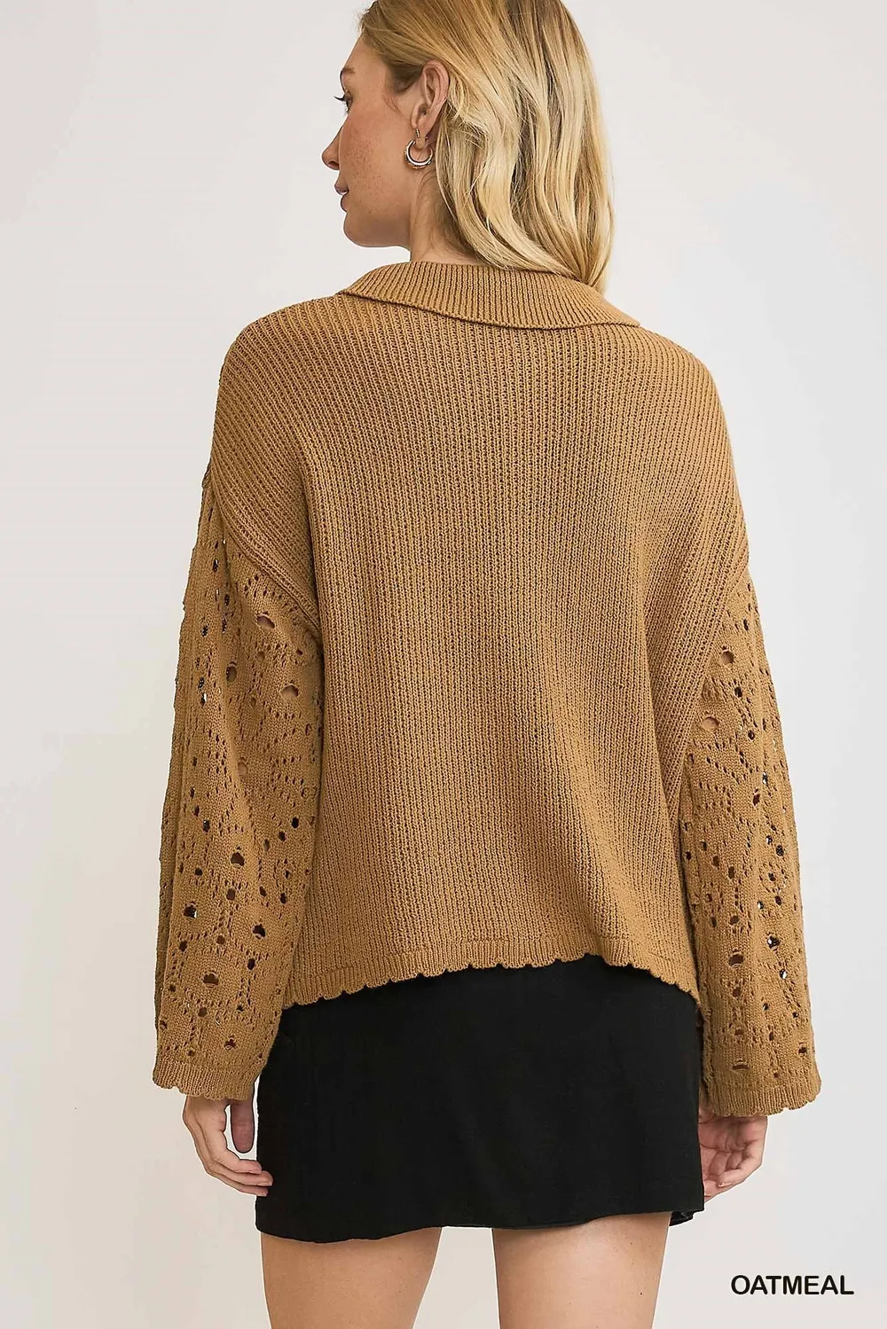 Crochet Button Down Knit Cardigan, image 5