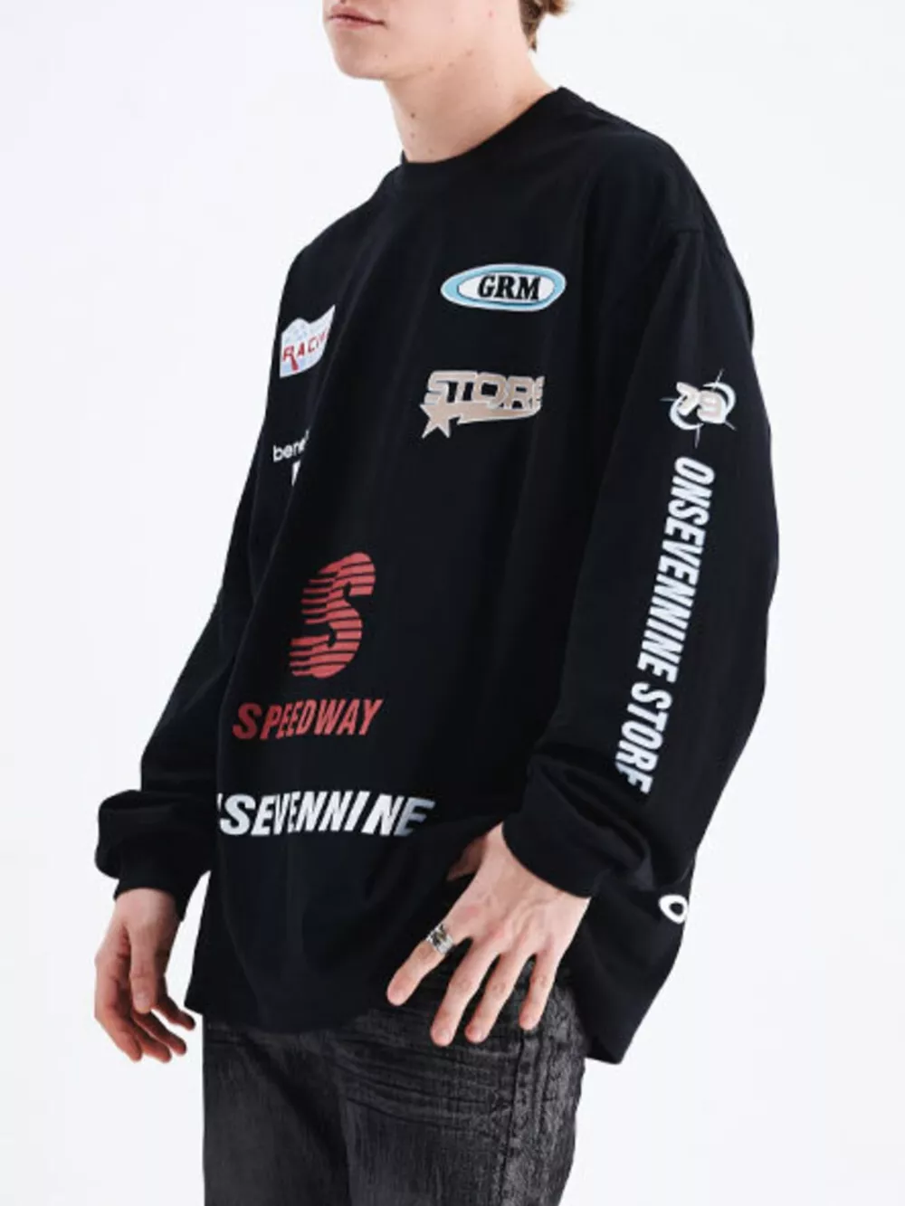 Men's Letter Round Neck Long Sleeve T-Shirt, image 3