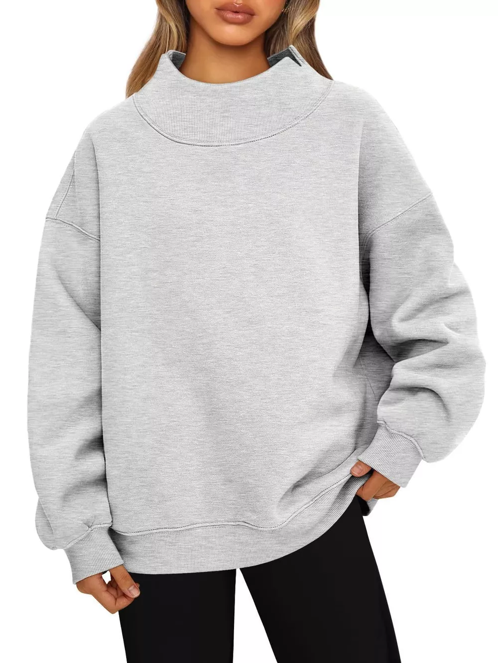 Mock Neck Dropped Shoulder Sweatshirt, image 17