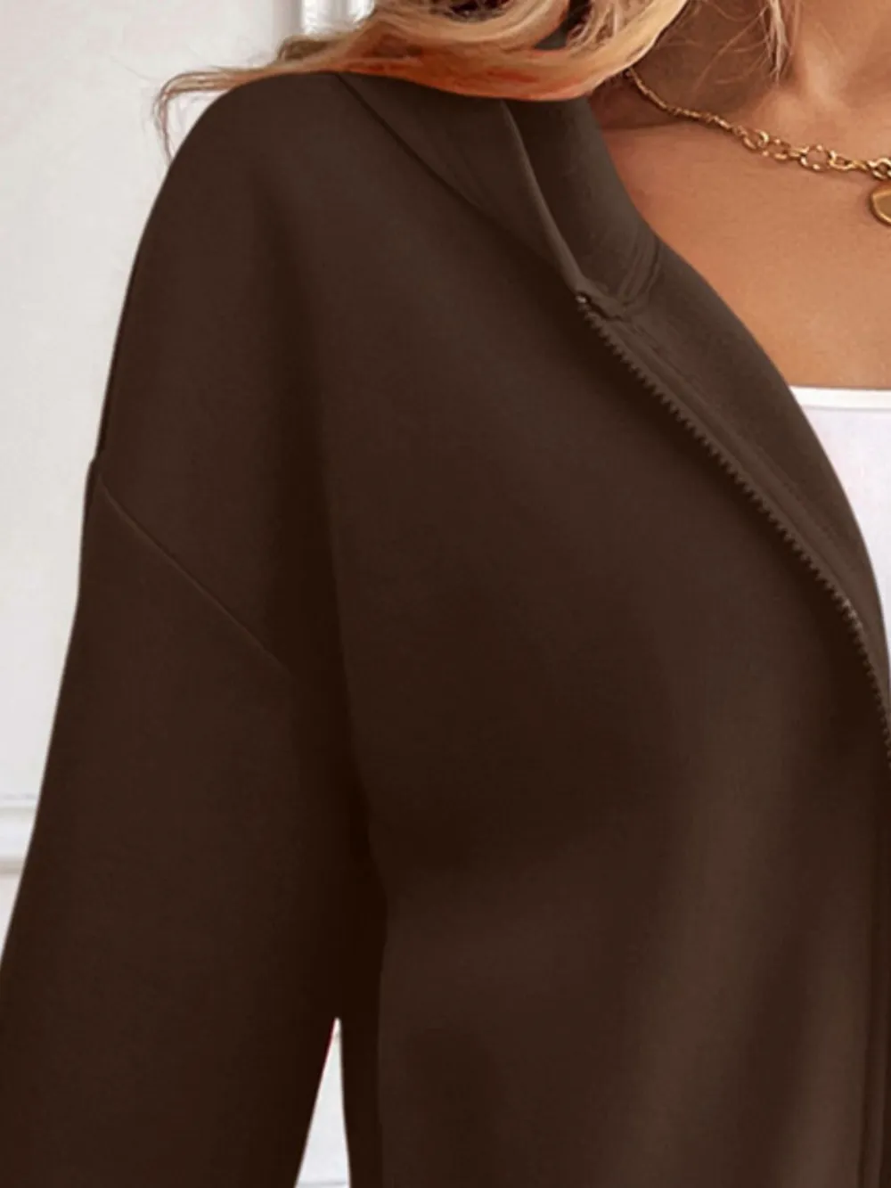 Zip Up Dropped Shoulder Hooded Jacket, image 22