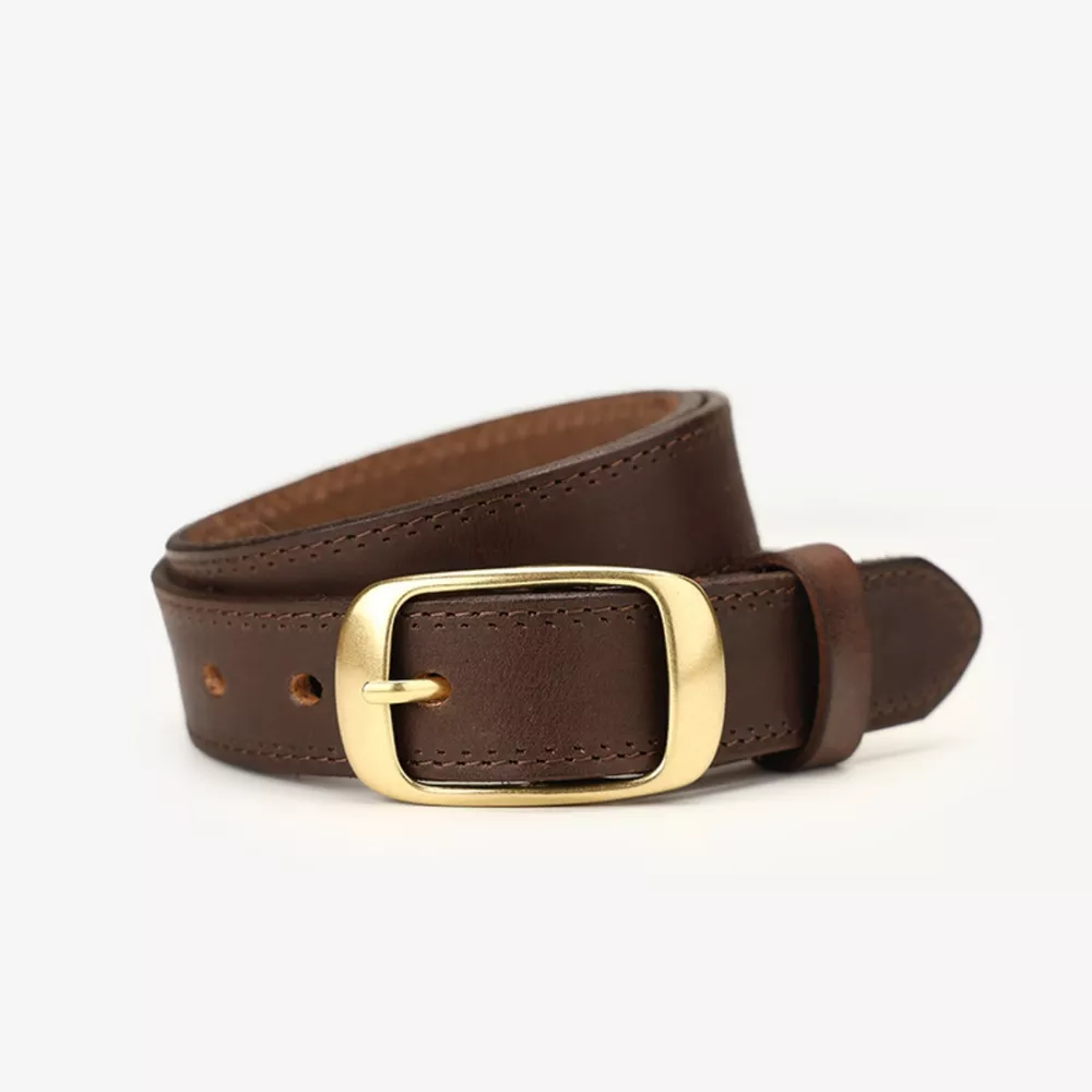 Leather Belt with Golden Buckle
