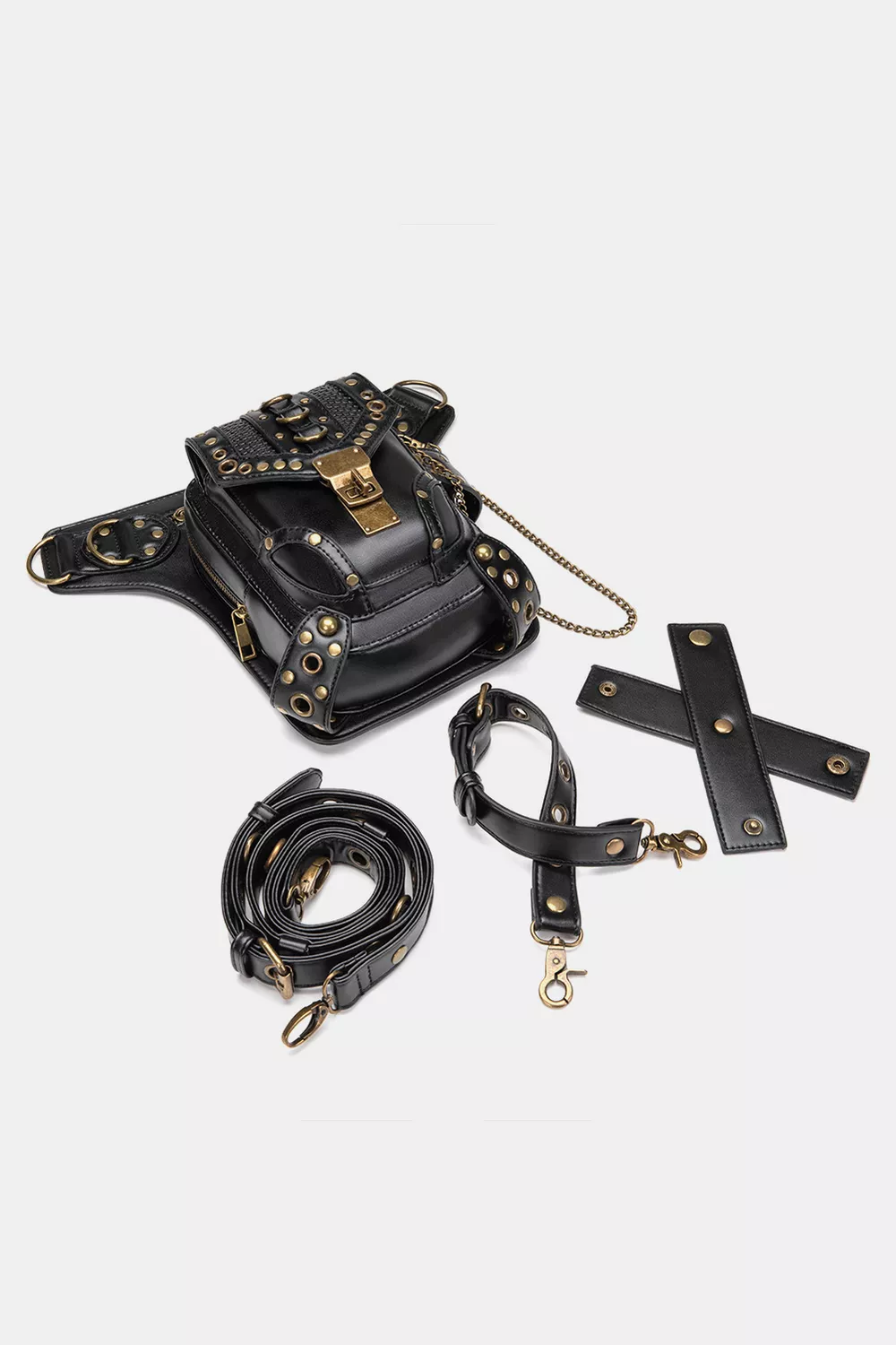 Steampunk Rivet Decor Multipurpose Crossbody Bag, image 5