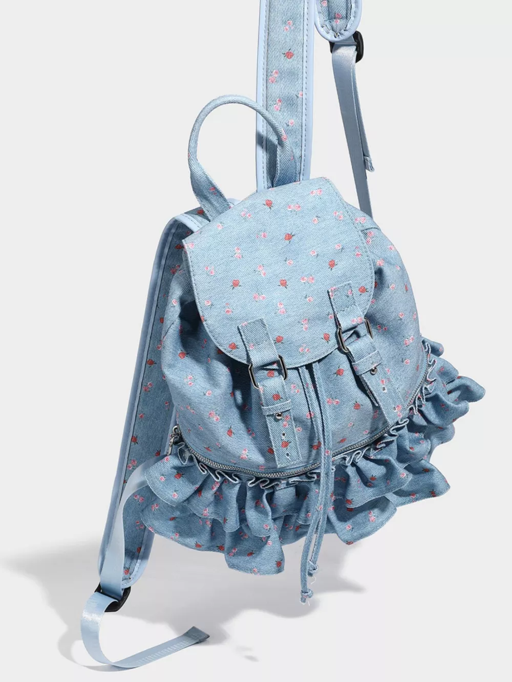 Floral Ruffle Backpack Bag, image 2