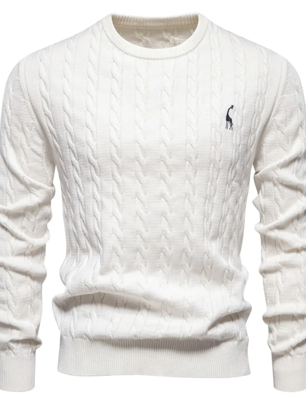 Men's Cable-Knit Round Neck Long Sleeve Sweater, image 10