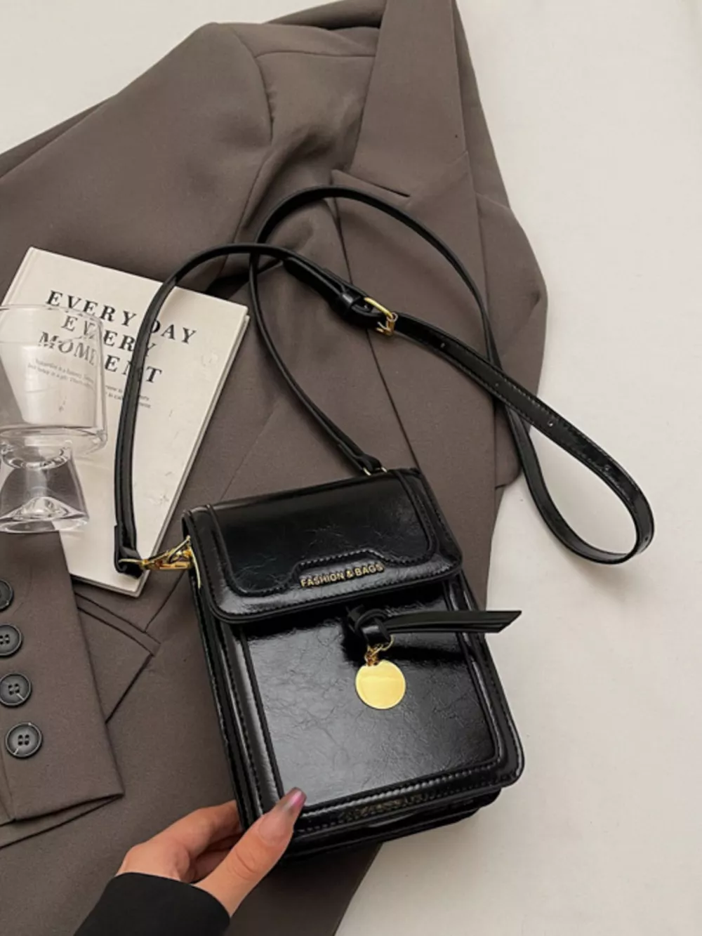 Leather Flap Crossbody Bag, image 2