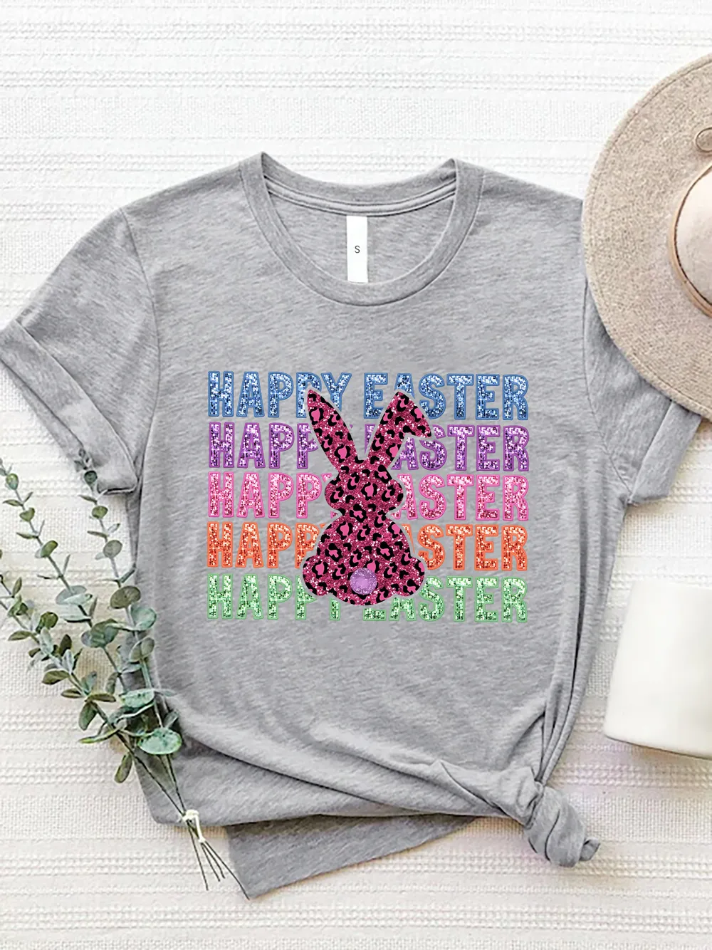HAPPY EASTER Round Neck Short Sleeve T-Shirt, image 13