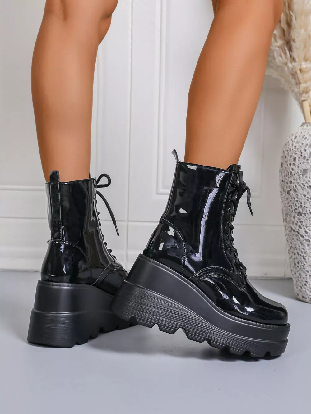 Lace Up Wedge Platform Boots, image 3