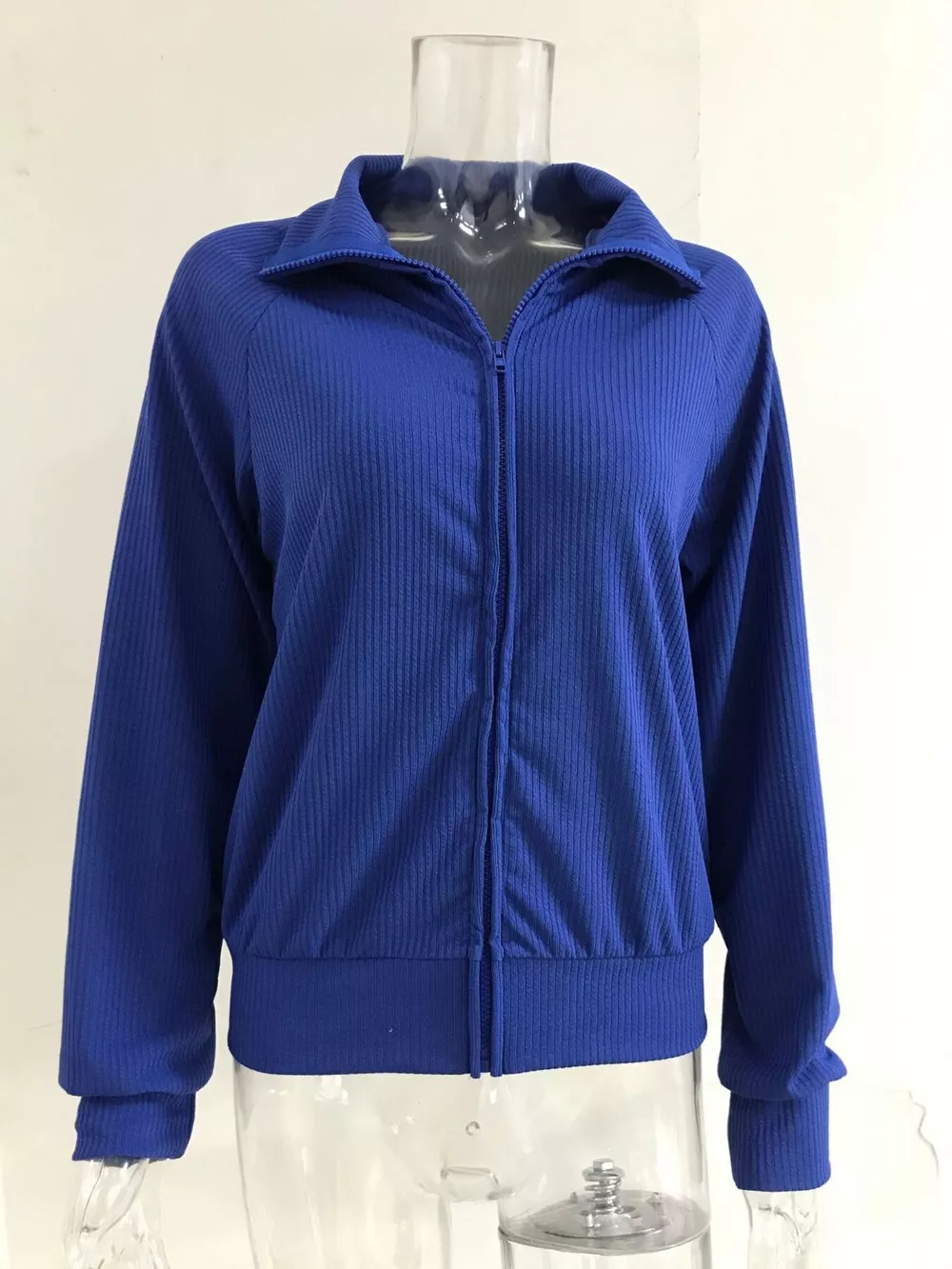 Full Size Ribbed Knit Zip-Up Outerwear Plus Size, image 6