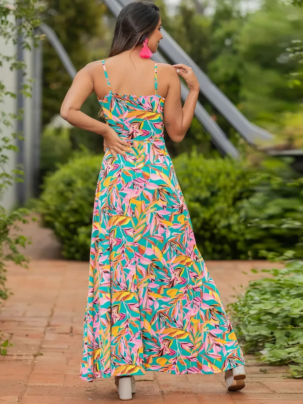 Twisted Printed V-Neck Cami Dress, image 18