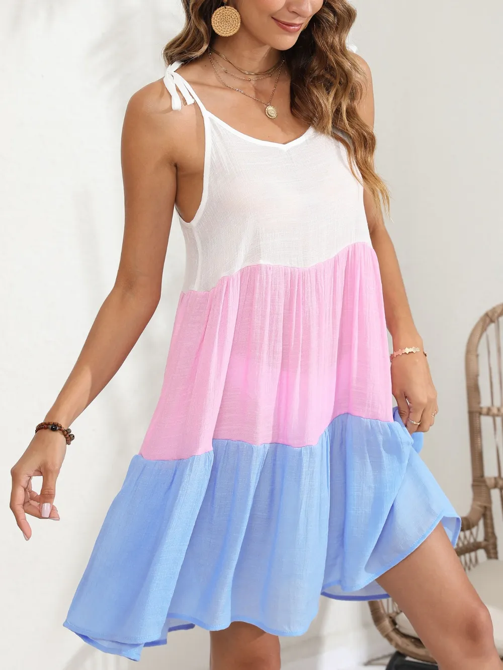 Color Block Spaghetti Strap Cover-Up Dress, image 6