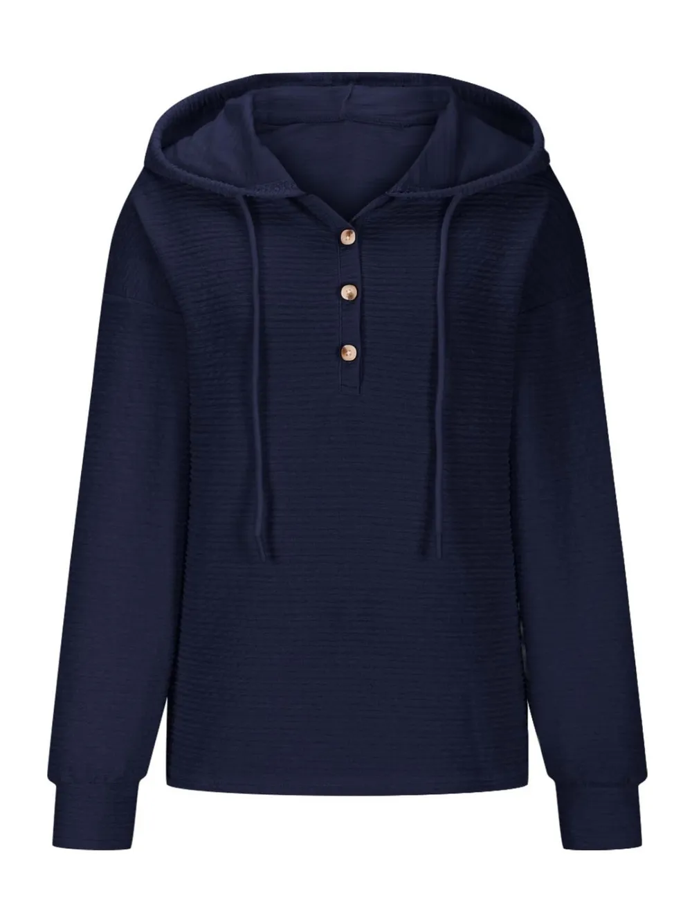 Drawstring Quarter Button Long Sleeve Hoodie, image 30