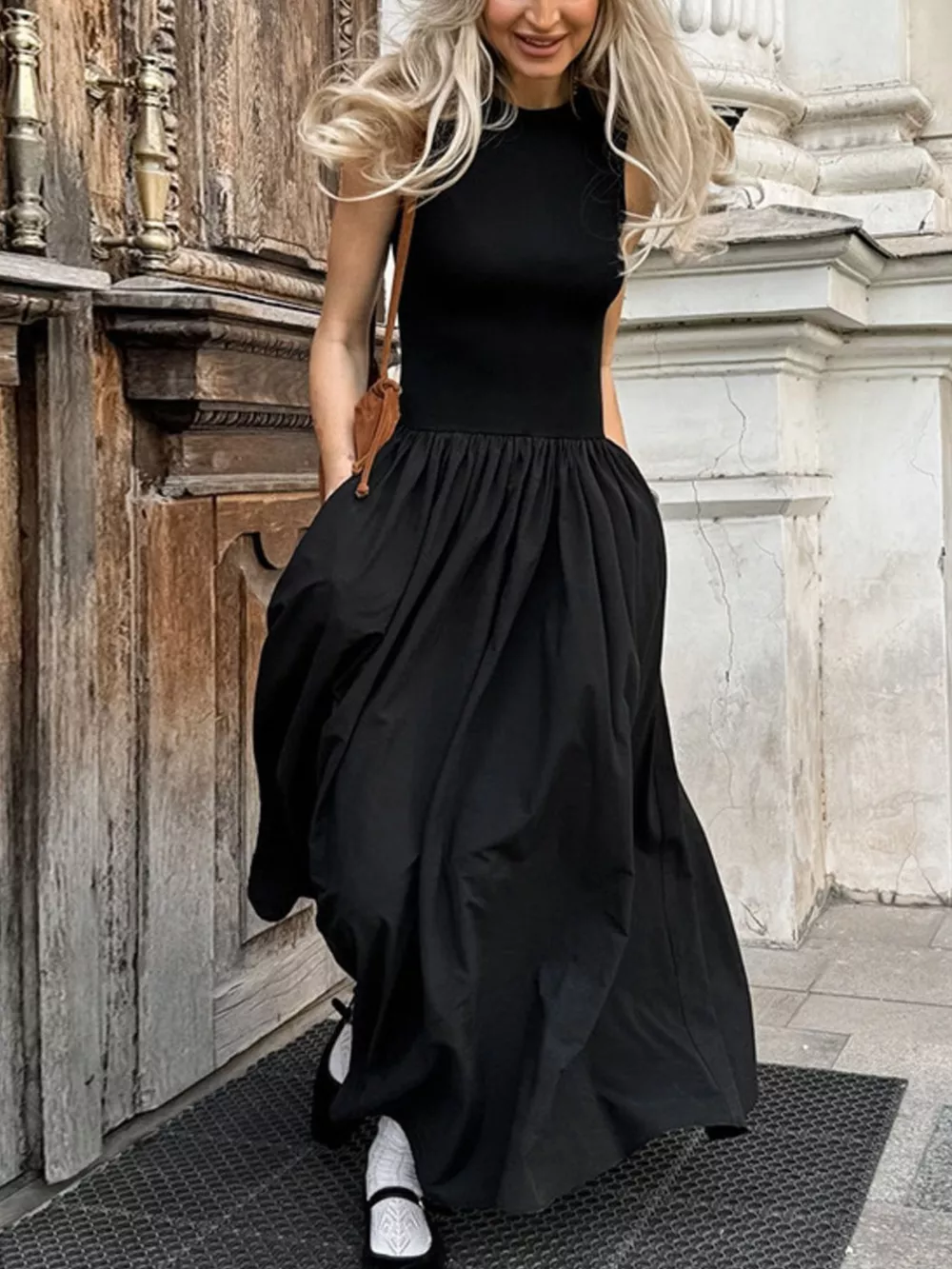 Round Neck Sleeveless Maxi Dress, image 3