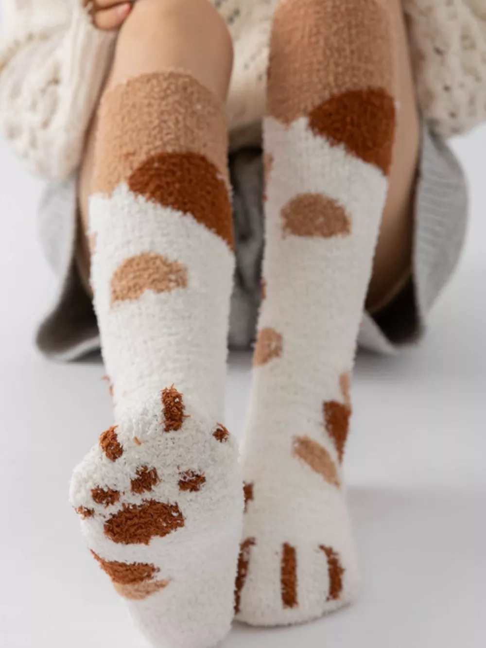 Fuzzy Knee-High Animal Paw Socks, image 5