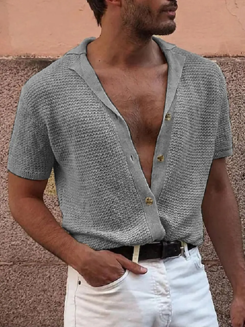 Men's Full Size Button Down Short Sleeve Shirt Plus Size, image 3