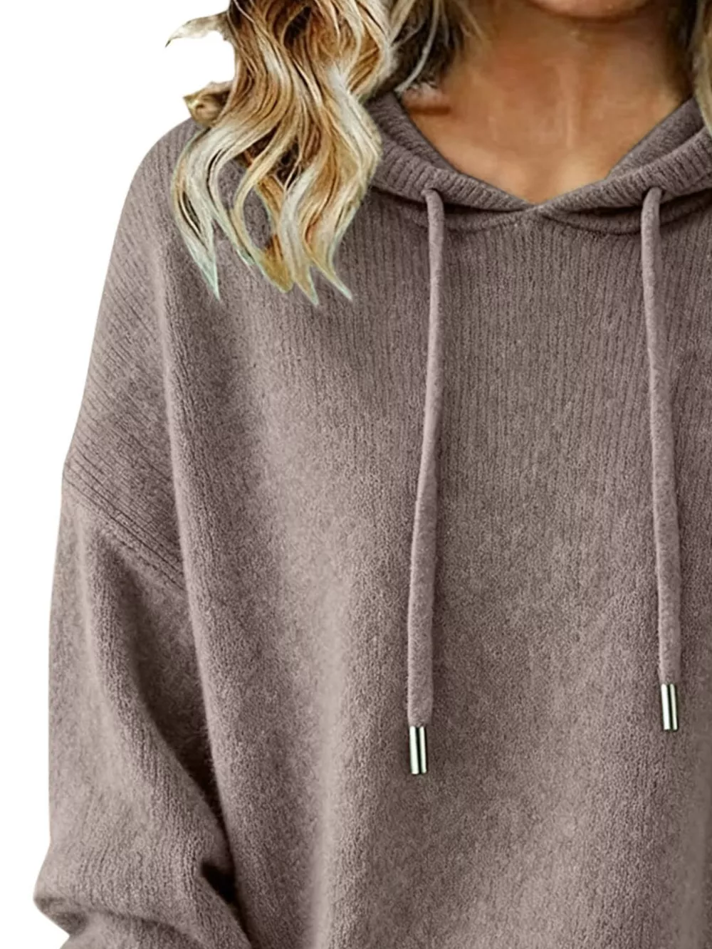 Drawstring Long Sleeve Hooded Sweater, image 22