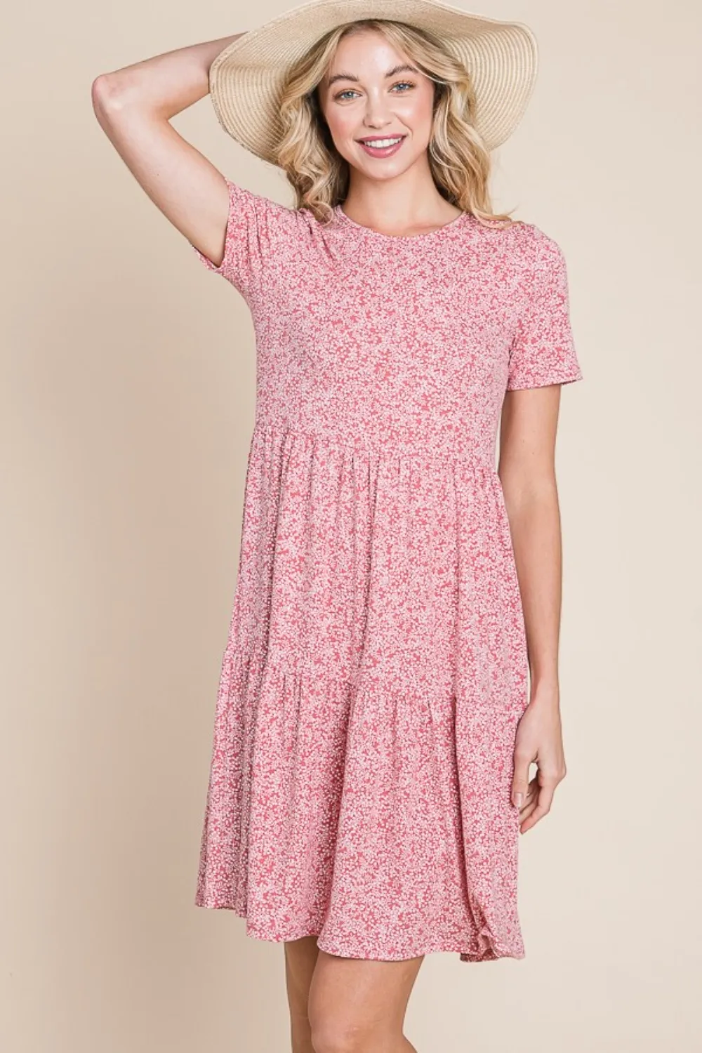 Printed Short Sleeve Mini Dress, image 4