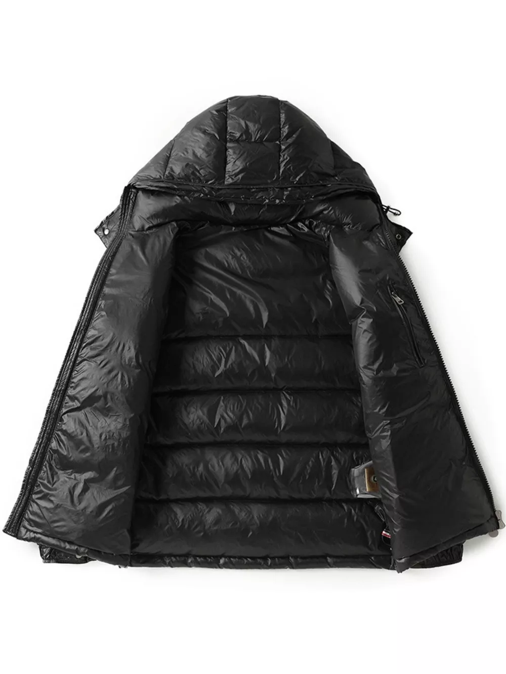 Men's Full Size Hooded Puffer Jacket with Side Zipper Pockets Plus Size, image 2
