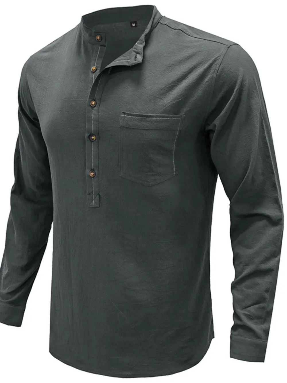 Men's Button Detail Long Sleeve Polo Shirt, image 3
